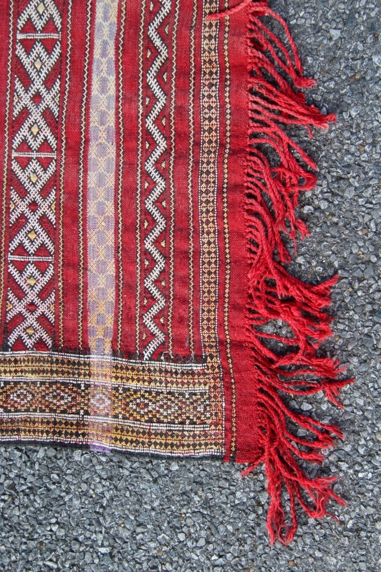 A Moroccan flatweave runner; together with a Baluchi flatweave tribal bag, 165 x 77cm. - Image 7 of 16