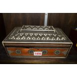 A Vizagapatam work box, the interior with removeable tray and lidded compartments, 26cm wide.