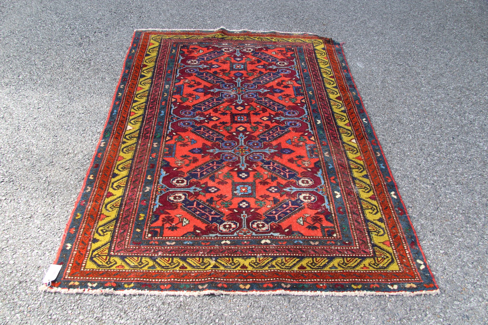 A Caucasian Seychour rug, with large cross design on red floral field, 178 x 123cm. - Image 4 of 19