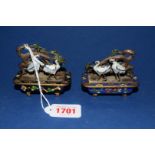 A pair of Chinese cloisonne enamel novelty boxes and covers,