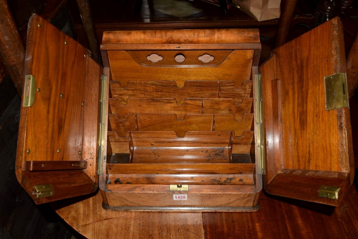 A 19th century burr walnut stationary casket, 36.5cm wide. - Image 8 of 9