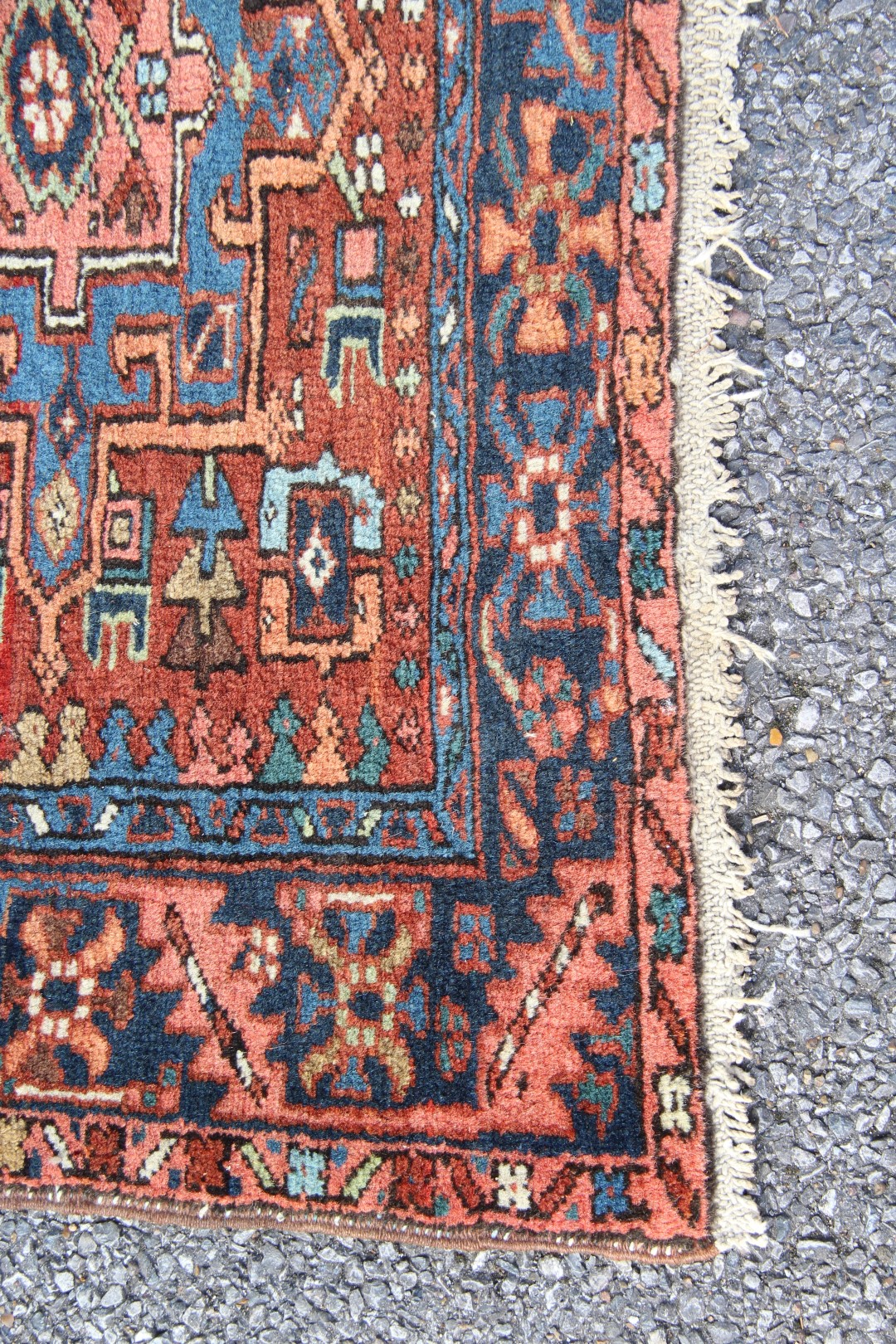 A North West Persian Karaja runner, with seven medallions on a geometric design red field, - Image 5 of 18