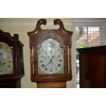 An early 19th century oak and mahogany crossbanded 30 hour longcase clock,