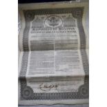 Scripophily: ten Republic of Bolivia 1872 £100 Government Loan Bond Certificates.