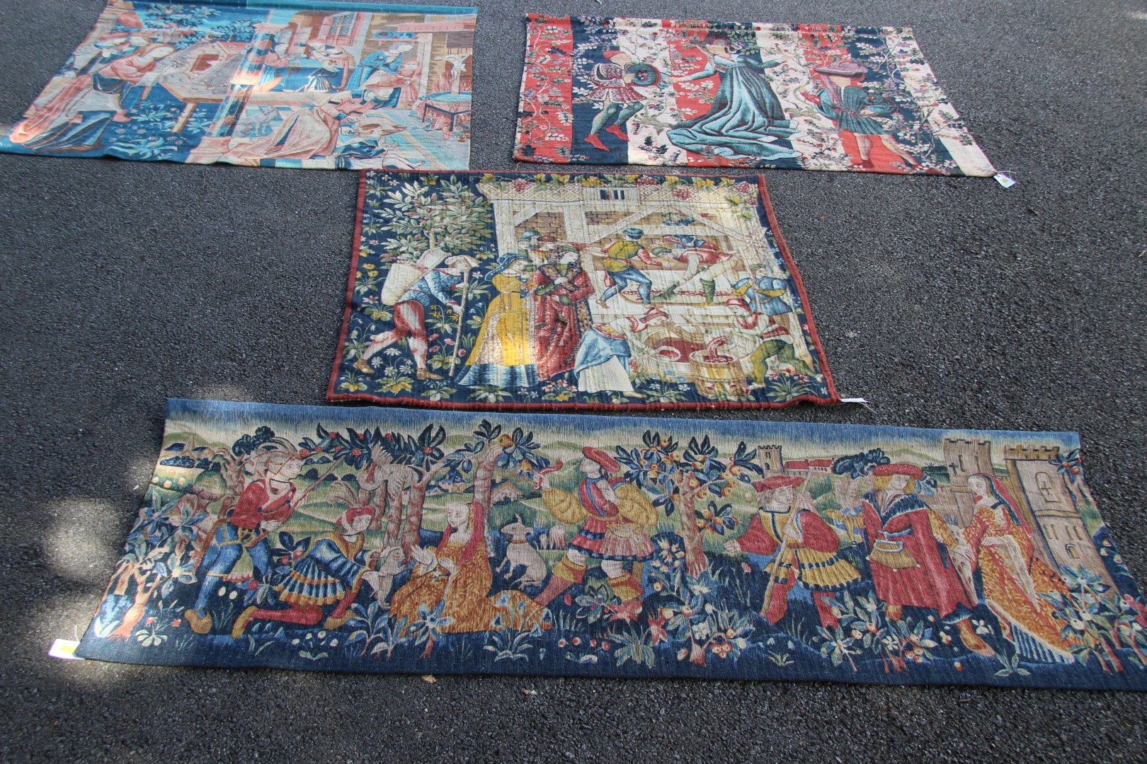 A collection of four French machine made tapestries ,