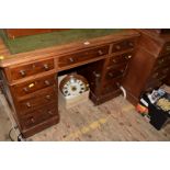 A 19th century mahogany pedestal desk, 106.5cm wide.