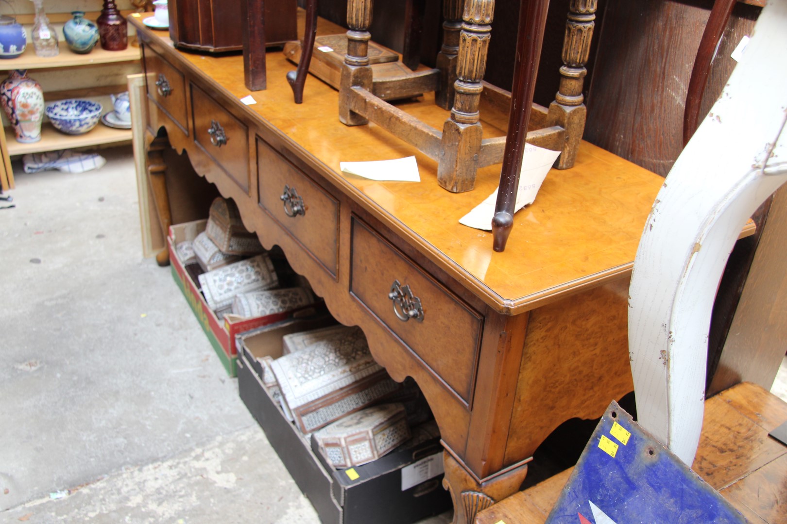 A reproduction walnut dresser base, 168cm wide. - Image 3 of 9