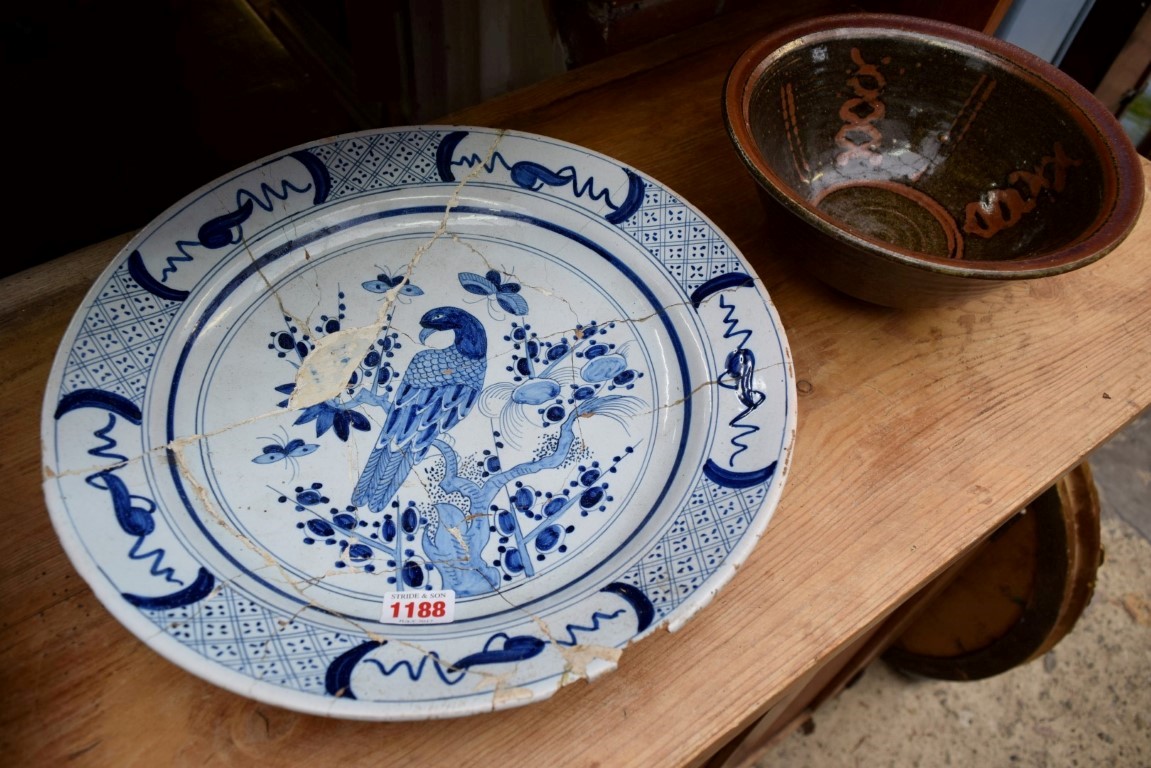 An 18th century Continental tin glazed dish, - Image 5 of 14