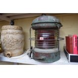 An old Japanese 'Red Light' copper ship's lantern.