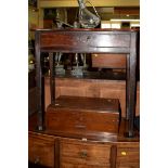 A George III mahogany side table, with a serpentine edge top and frieze drawer, 73cm wide.