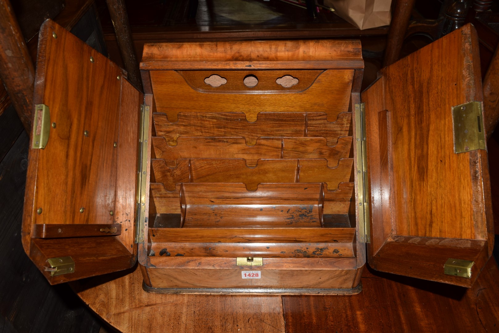 A 19th century burr walnut stationary casket, 36.5cm wide. - Image 5 of 9