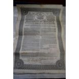 Scripophily: ten Republic of Bolivia 1872 £100 Government Loan Bond Certificates.