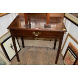 A George III mahogany single drawer side table, 75.5cm wide.