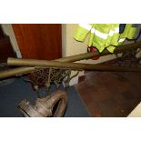 A Victorian brass telescopic altar rail, with four pierced supports, approx 432cm extended.