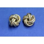 A pair of 9ct gold knot ear clips, 8.8g.