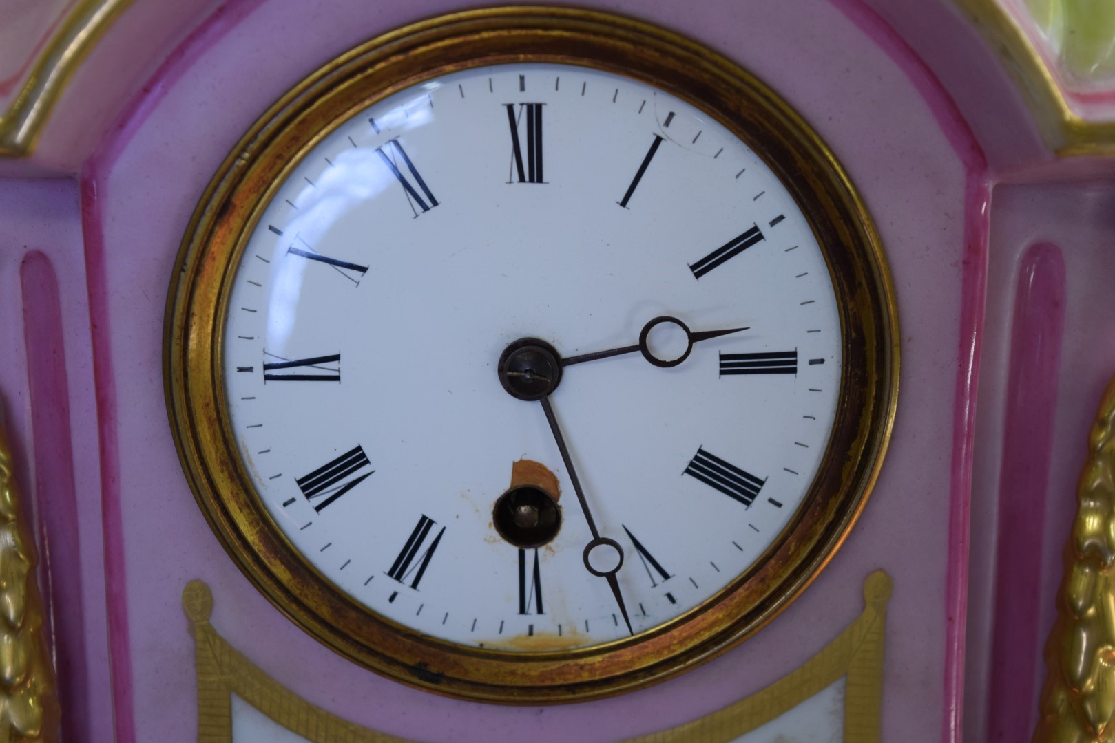 A late 19th century Continental porcelain mantel clock, with figural surmount, - Image 6 of 12