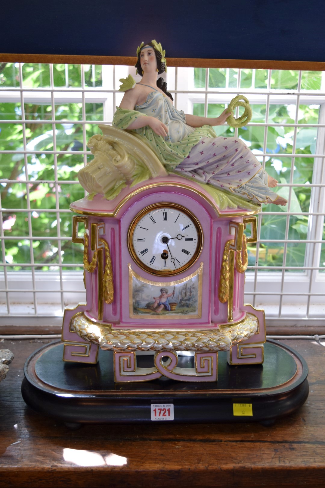 A late 19th century Continental porcelain mantel clock, with figural surmount, - Image 2 of 12