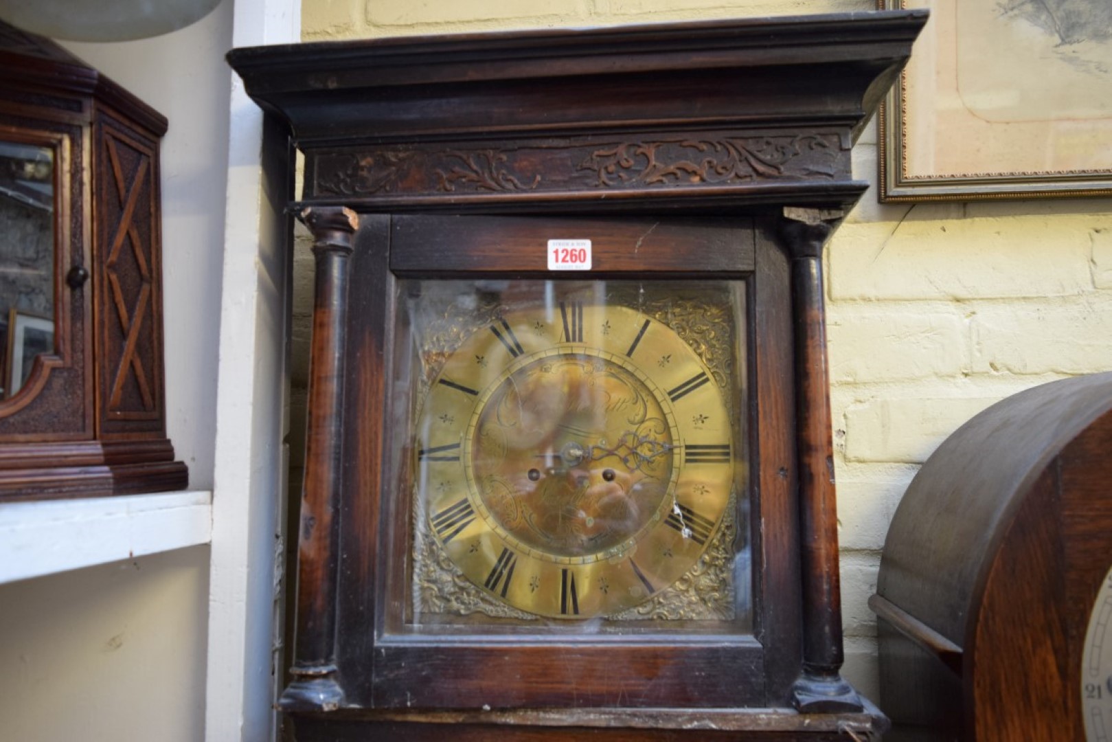 An oak longcase clock, the 10in square brass dial inscribed 'Geo Hewitt, Marlbro', 208cm high, - Image 2 of 2