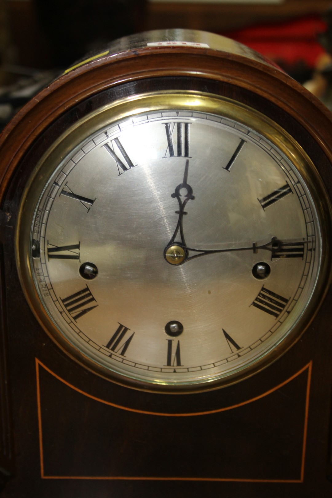 A late 19th/early 20th century mahogany dome top mantel clock, with Westminster chime, 32cm high. - Image 2 of 5