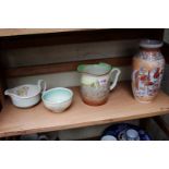 A Royal Doulton 'Arundel Castle' jug; together with two Susie Cooper vases;