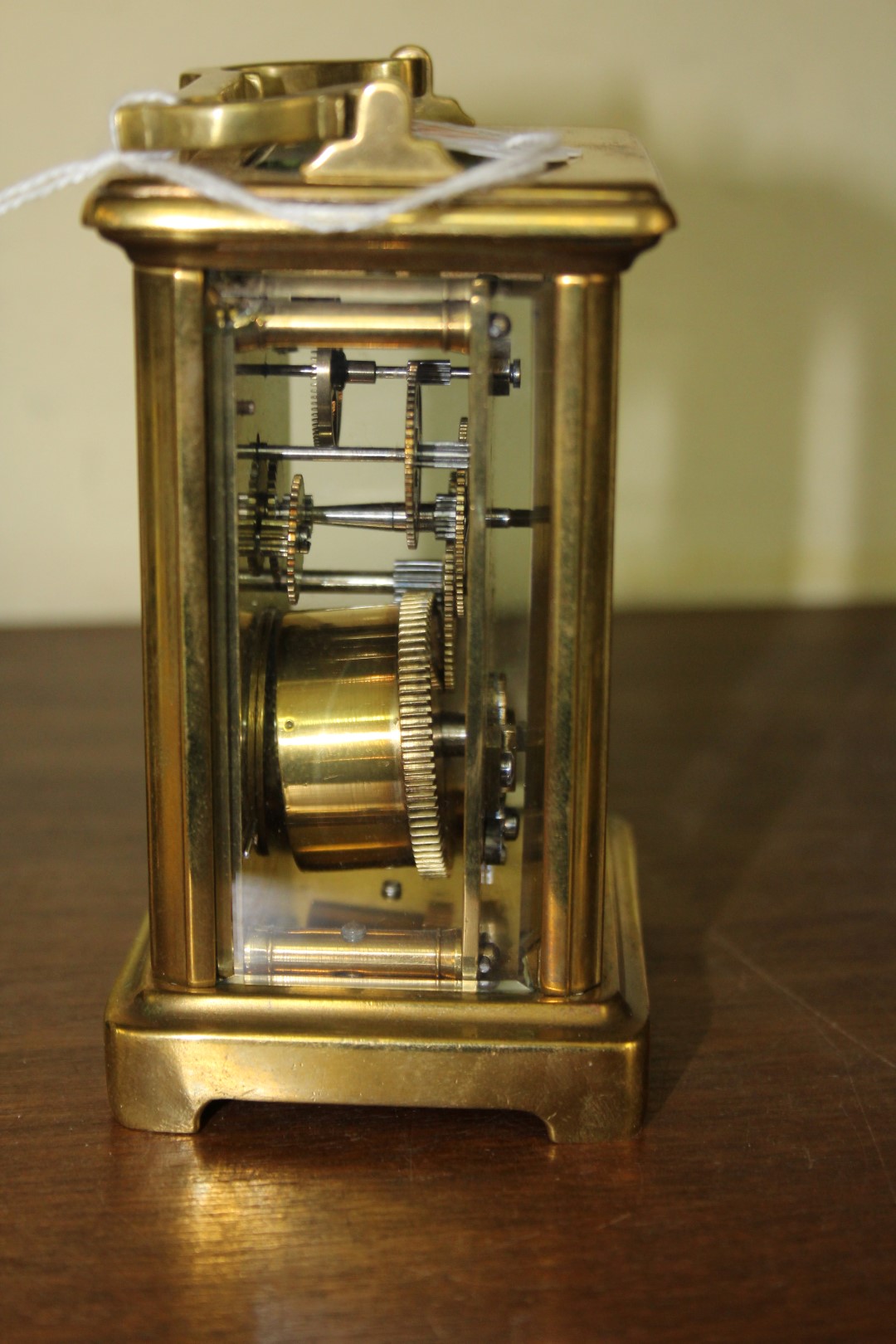 An old brass carriage timepiece, height including handle, 15cm. - Image 5 of 5