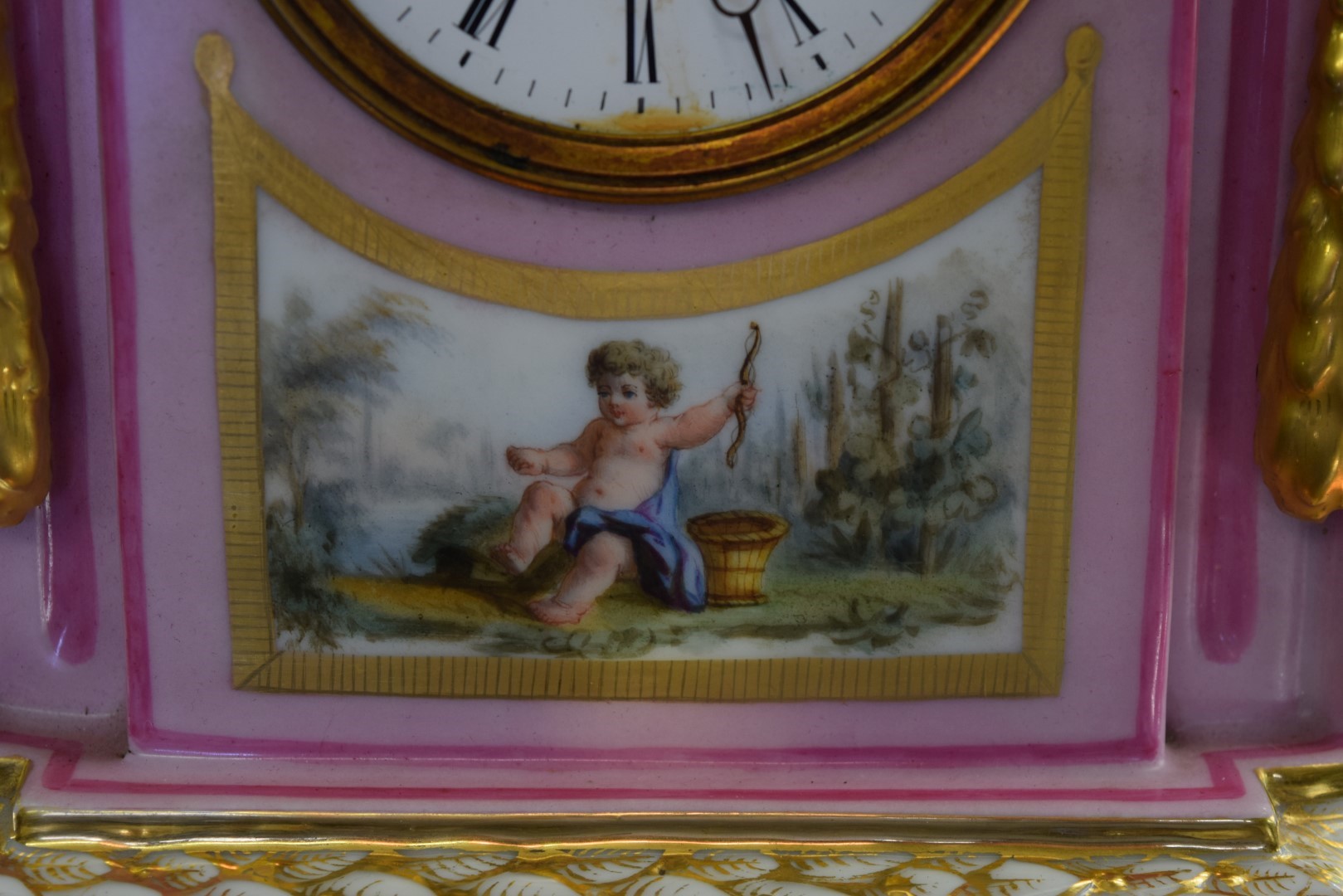 A late 19th century Continental porcelain mantel clock, with figural surmount, - Image 5 of 12