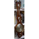 An early 19th century mahogany and line inlaid five dial wheel barometer, inscribed 'Fresoldi,