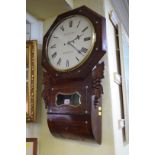 A 19th century rosewood drop dial wall clock,