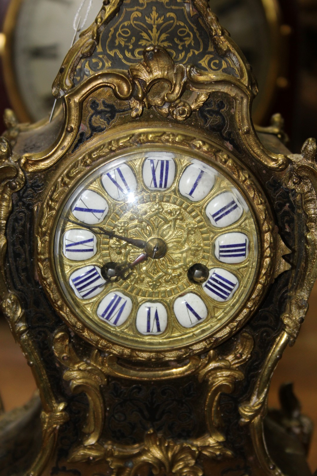 A late 19th century, Louis XVI style, tortoiseshell boulle mantel clock, 35.5cm high. - Image 2 of 4