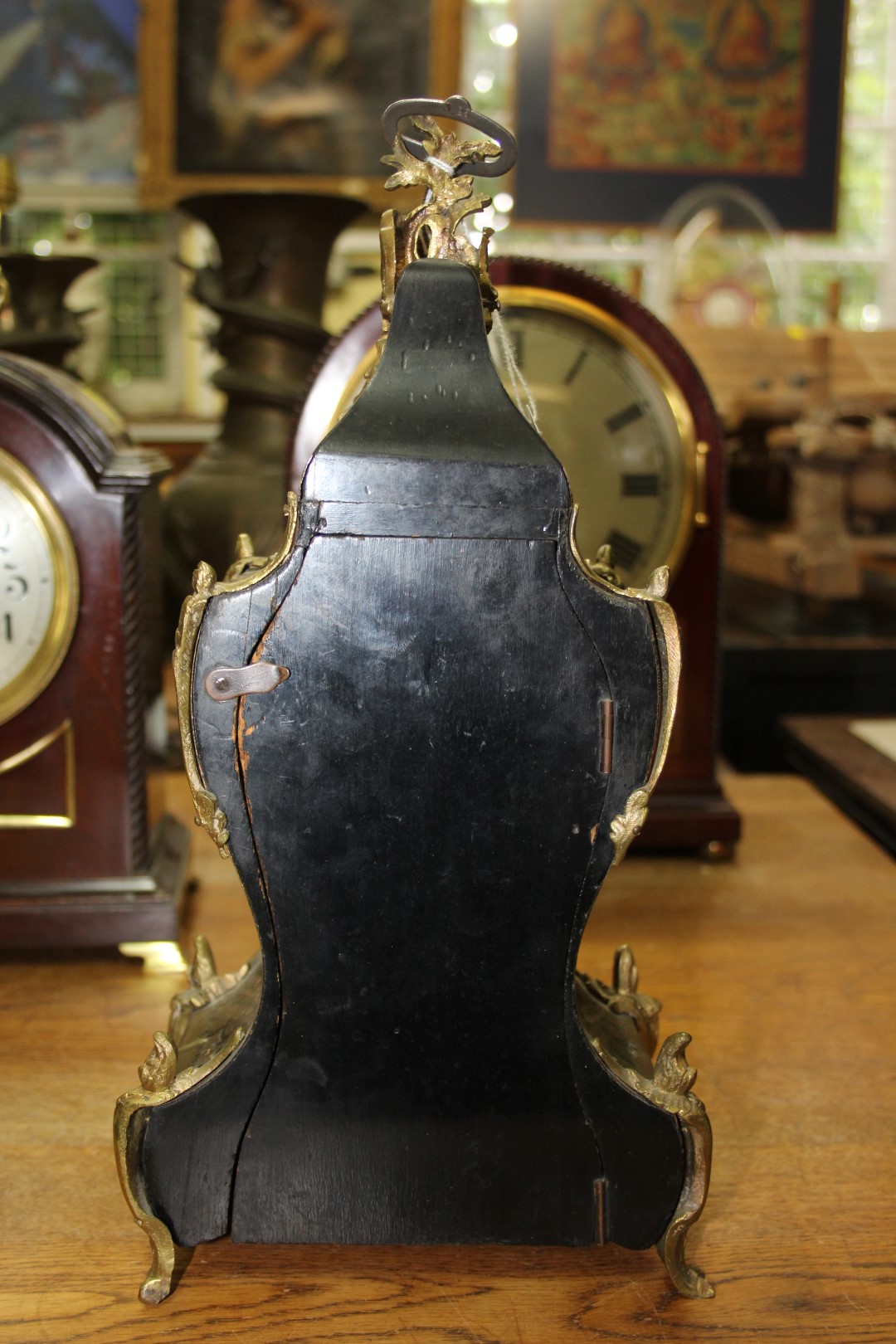 A late 19th century, Louis XVI style, tortoiseshell boulle mantel clock, 35.5cm high. - Image 3 of 4