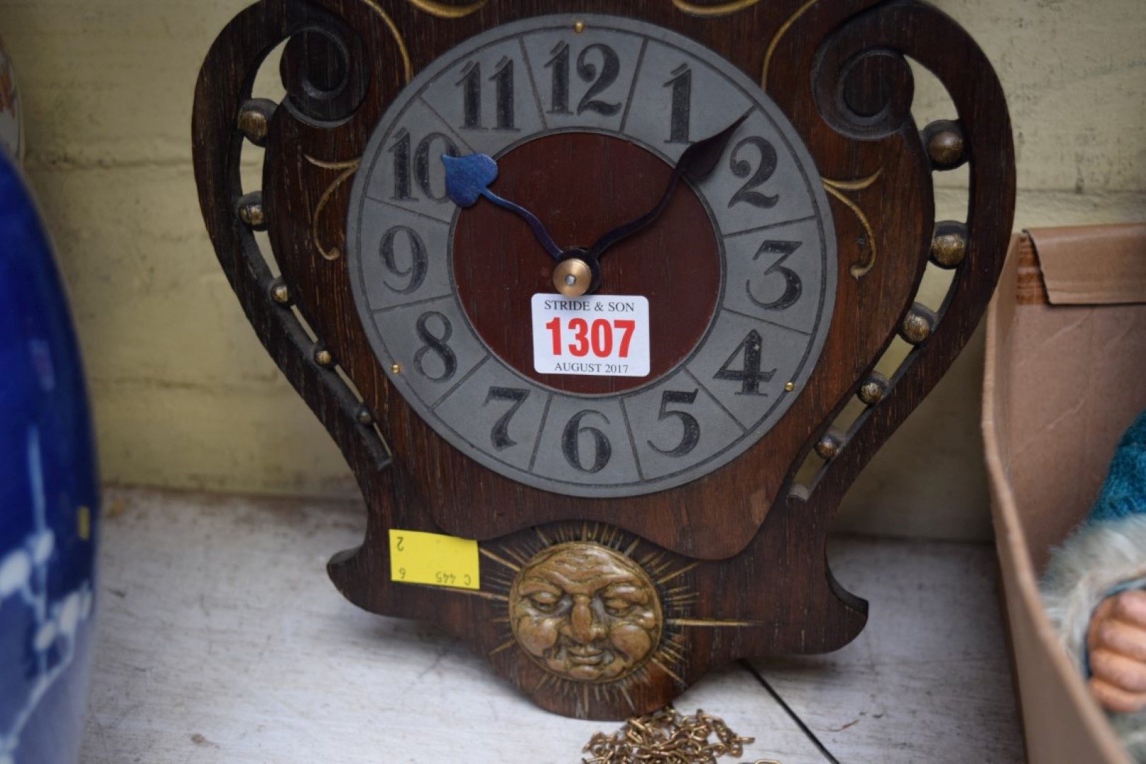 An art nouveau Black Forest style wall clock, 32cm high. - Image 2 of 2