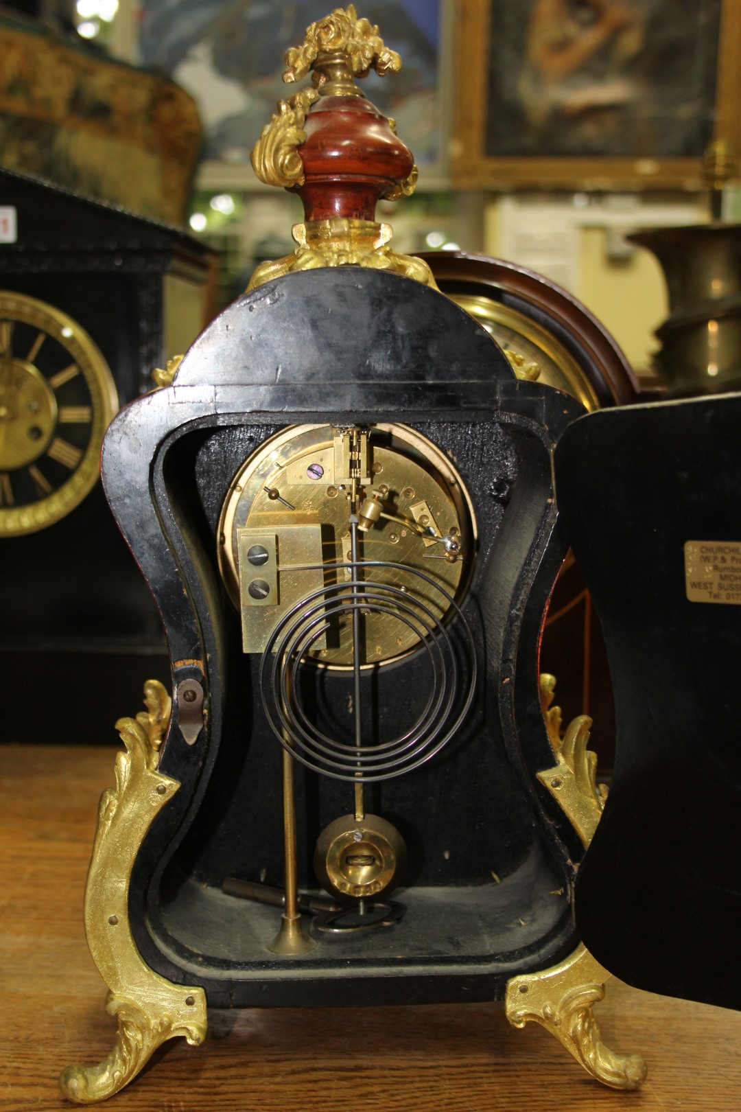 A late 19th century, Louis XVI style, tortoiseshell and gilt brass bracket type clock, 39cm high. - Image 4 of 4