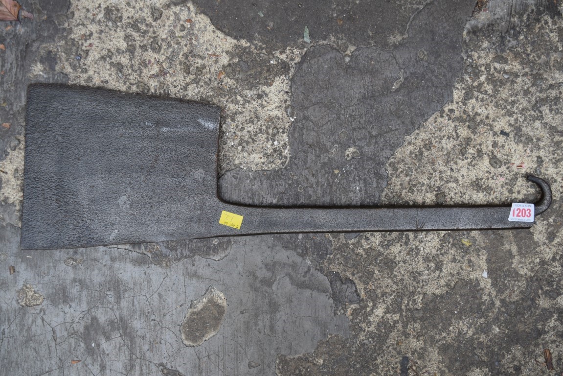 An antique forged steel cleaver, 65cm long.