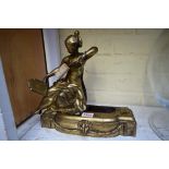 A 19th century gilt metal clock figure and base.