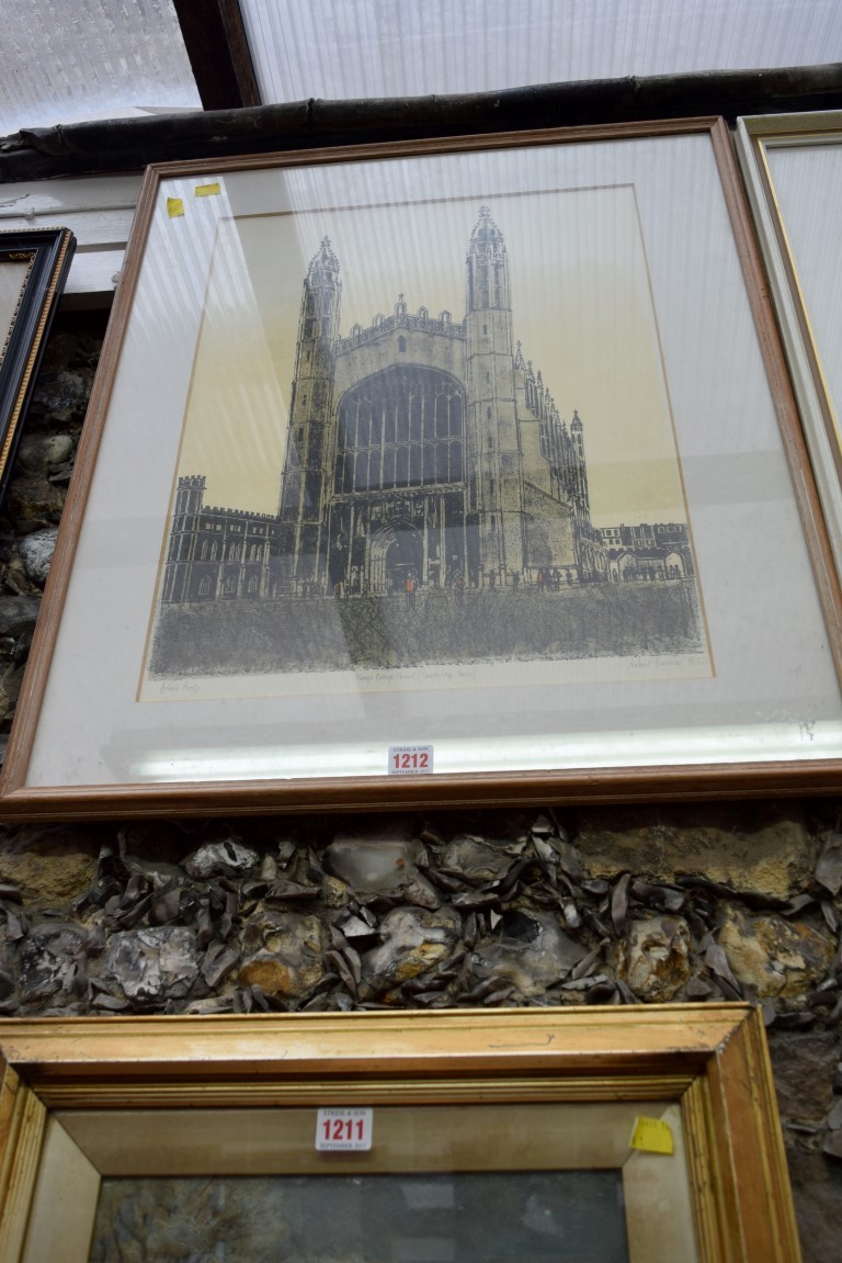 Robert Tavener, 'King's College Chapel (Cambridge Series)', signed and titled artist's proof,