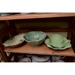 Three Carltonware leaf moulded dishes; together with a similar Beswick bowl.