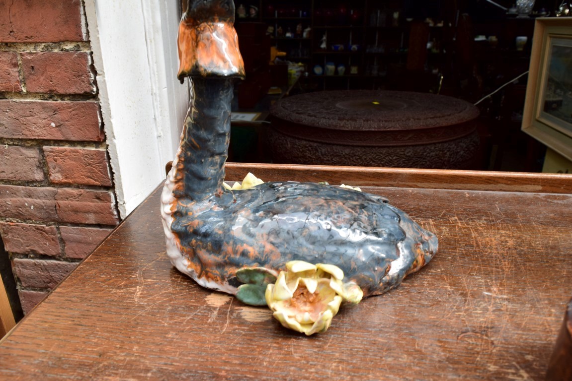 A pottery model of a Grebe, 24cm high, indistinctly signed to base. - Image 6 of 8