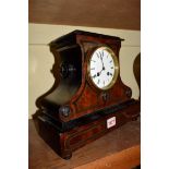 A late 19th century burr yew and ebonized mantel clock, 25.5cm high.