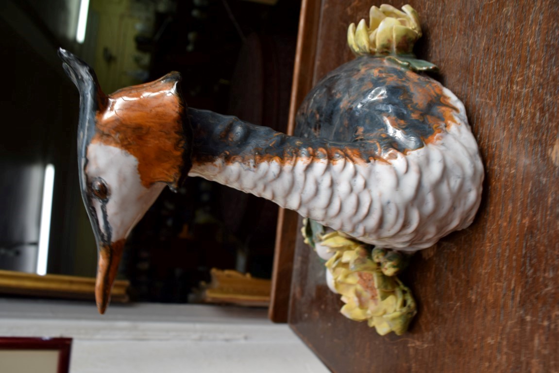 A pottery model of a Grebe, 24cm high, indistinctly signed to base. - Image 3 of 8