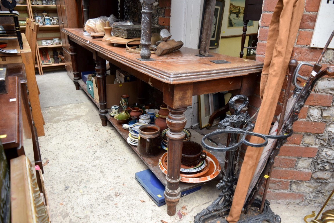 A large Victorian mahogany altar type table, 292cm long x 61cm wide. - Image 2 of 10