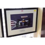 Formula One: a signed photograph of Alain Prost in Grand Prix car, 19.5 x 29.5cm.