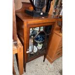 An Edwardian mahogany and line inlaid display cabinet, 58.5cm wide.