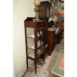 An Edwardian mahogany and line inlaid display cabinet, 59cm wide.