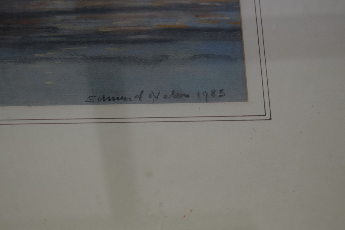 Ed... Nel..., a Continental harbour, indistinctly signed and dated 12983, pastel, 33 x 53cm. - Image 3 of 4