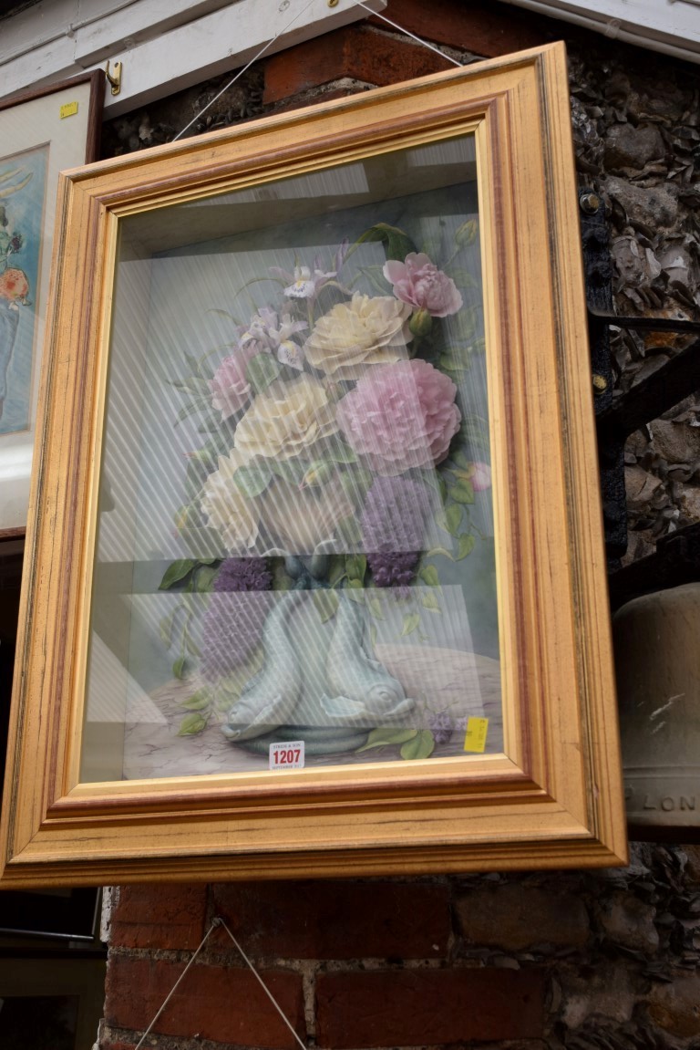 An Avalon porcelain floral plaque, titled 'Serenity', 57 x 37.5cm, framed.