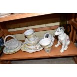 A mixed lot of ceramics, to include two USSR dogs and teawares.