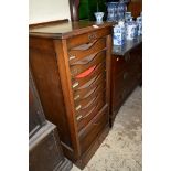 A 1920s oak tambour front filing cabinet, 48cm wide.