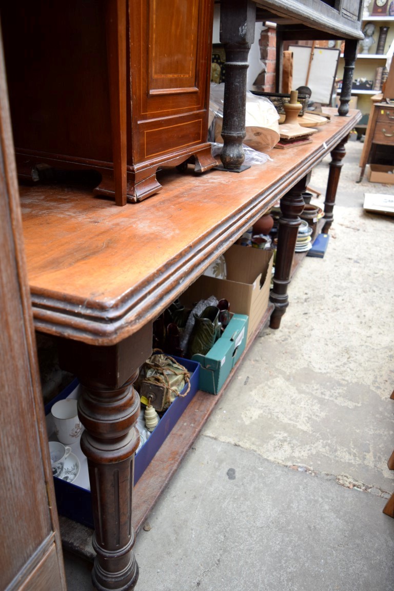 A large Victorian mahogany altar type table, 292cm long x 61cm wide. - Image 10 of 10