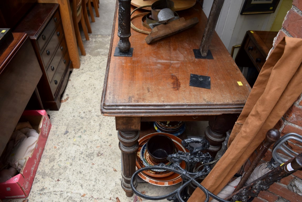 A large Victorian mahogany altar type table, 292cm long x 61cm wide. - Image 4 of 10