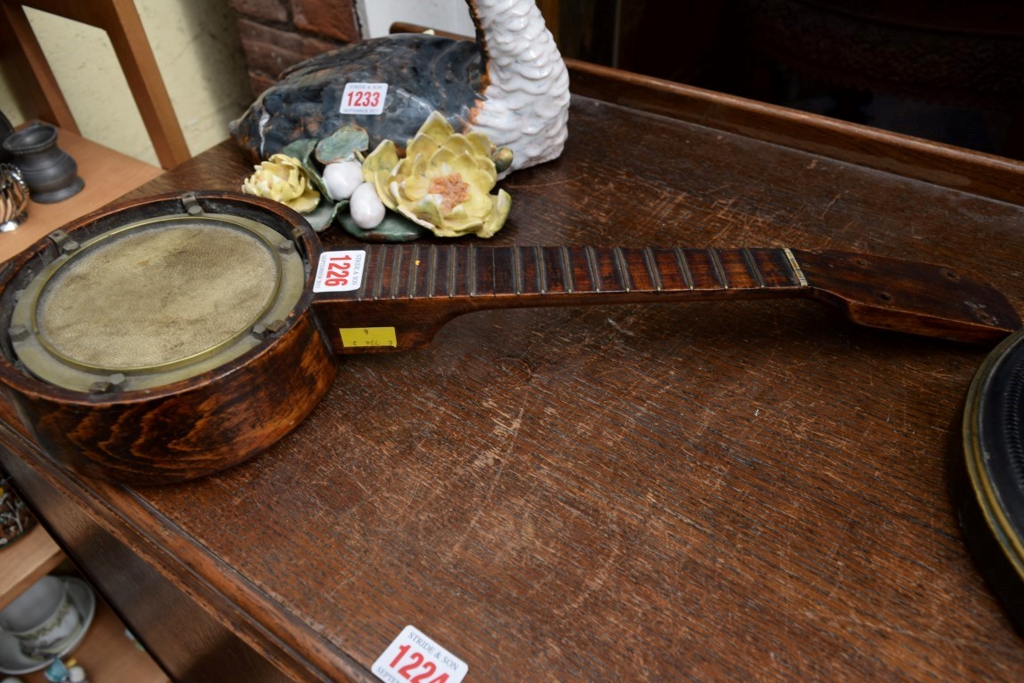 A small beechwood four string banjolele, 51cm long. - Image 2 of 6